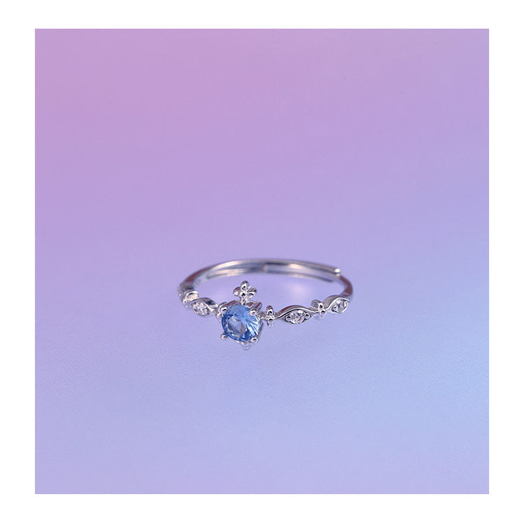 E廠【XDQ8332R】S925純銀輕奢精緻爆閃海藍鋯石戒指女小眾設計百搭開口指環
 26.03-3