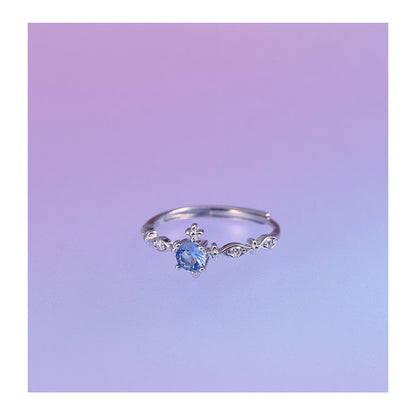 E廠【XDQ8332R】S925純銀輕奢精緻爆閃海藍鋯石戒指女小眾設計百搭開口指環
 26.03-3