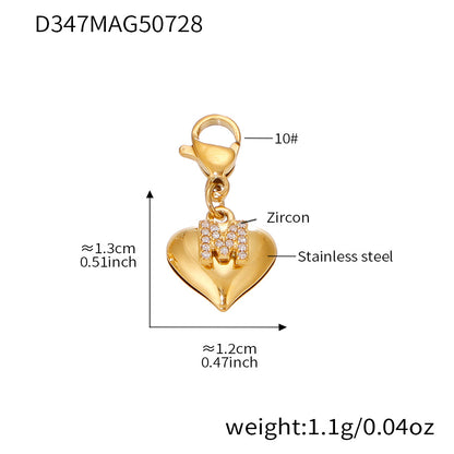 B廠【P1295】超閃5A鋯石字母愛心項鍊跨國時尚新款飾品不鏽鋼材質不掉色 25.08-1