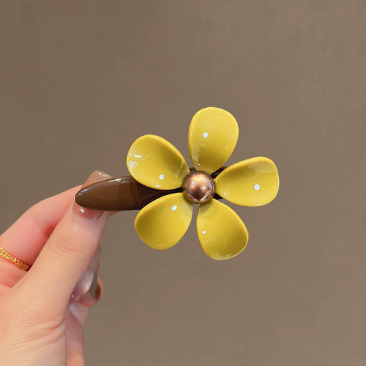 C廠【X118】高品質黃綠醋酸花朵髮夾百搭時尚側邊夾2026新款鴨嘴夾碎髮瀏海夾
 26.04-3
