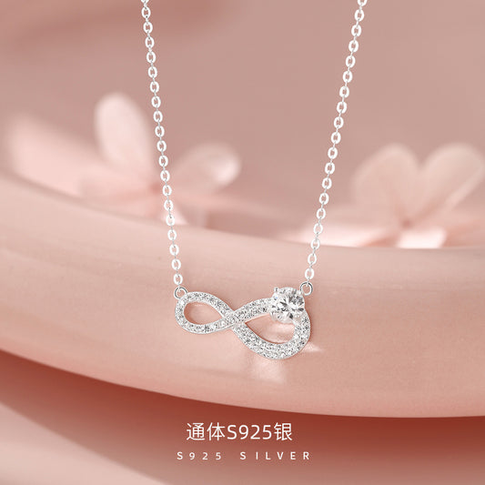 D廠【HE_60057N】純銀S925無限符號鋯石項鍊鎖骨鍊
 26.10-1