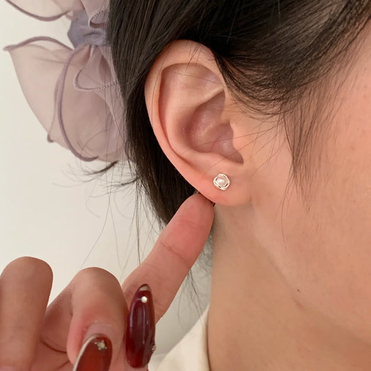 E廠【XDQ11252E】簡約小眾S999純銀纏繞仿珍珠耳環女時尚個性高級感百搭耳飾潮
 25.12-4