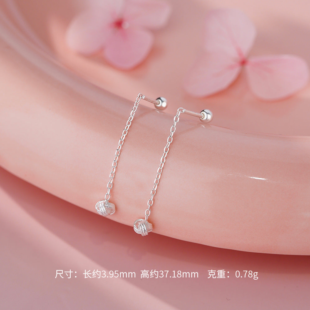 D廠【YC6488E】足銀S999如意結螺絲耳線流蘇輕奢高級簡約時尚百搭設計感耳飾
 26.03-3