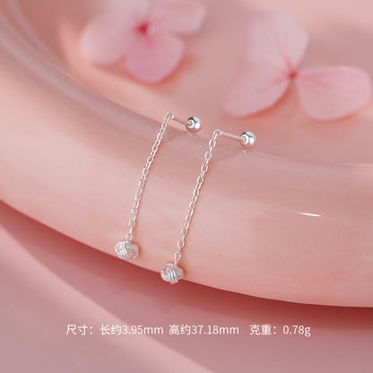 D廠【YC6488E】足銀S999如意結螺絲耳線流蘇輕奢高級簡約時尚百搭設計感耳飾
 26.03-3