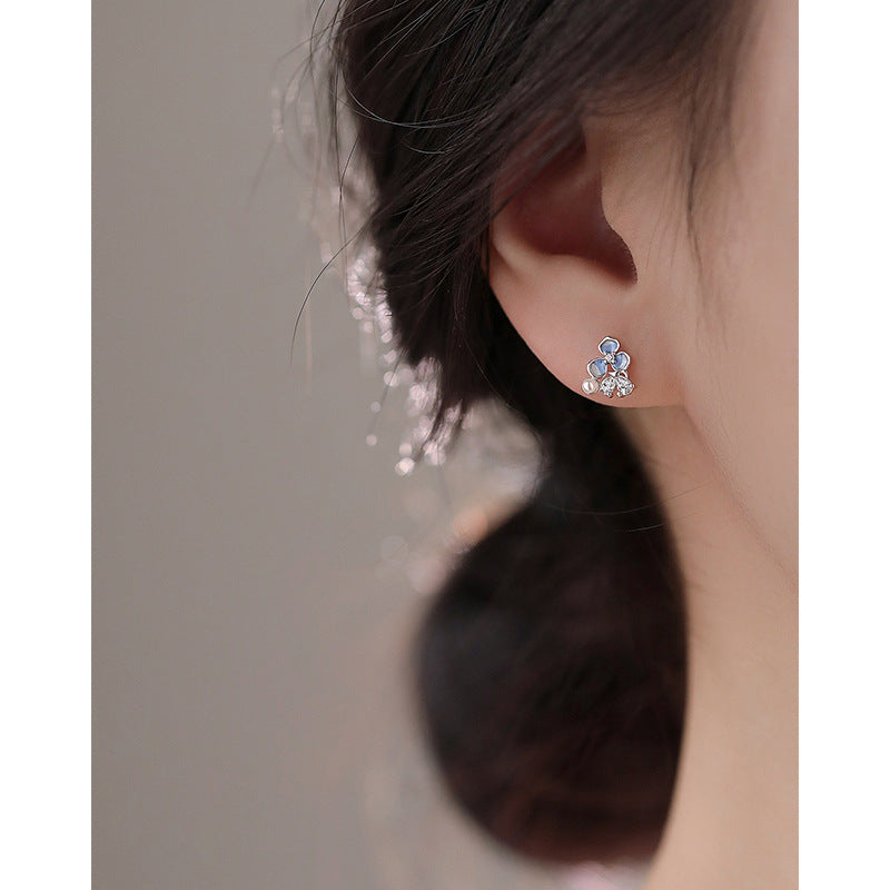 E廠【XDQ10956E】森系S999純銀漸變鳶尾花蝴蝶耳環女高級感仿珍珠花朵氣質耳飾
 26.06-4