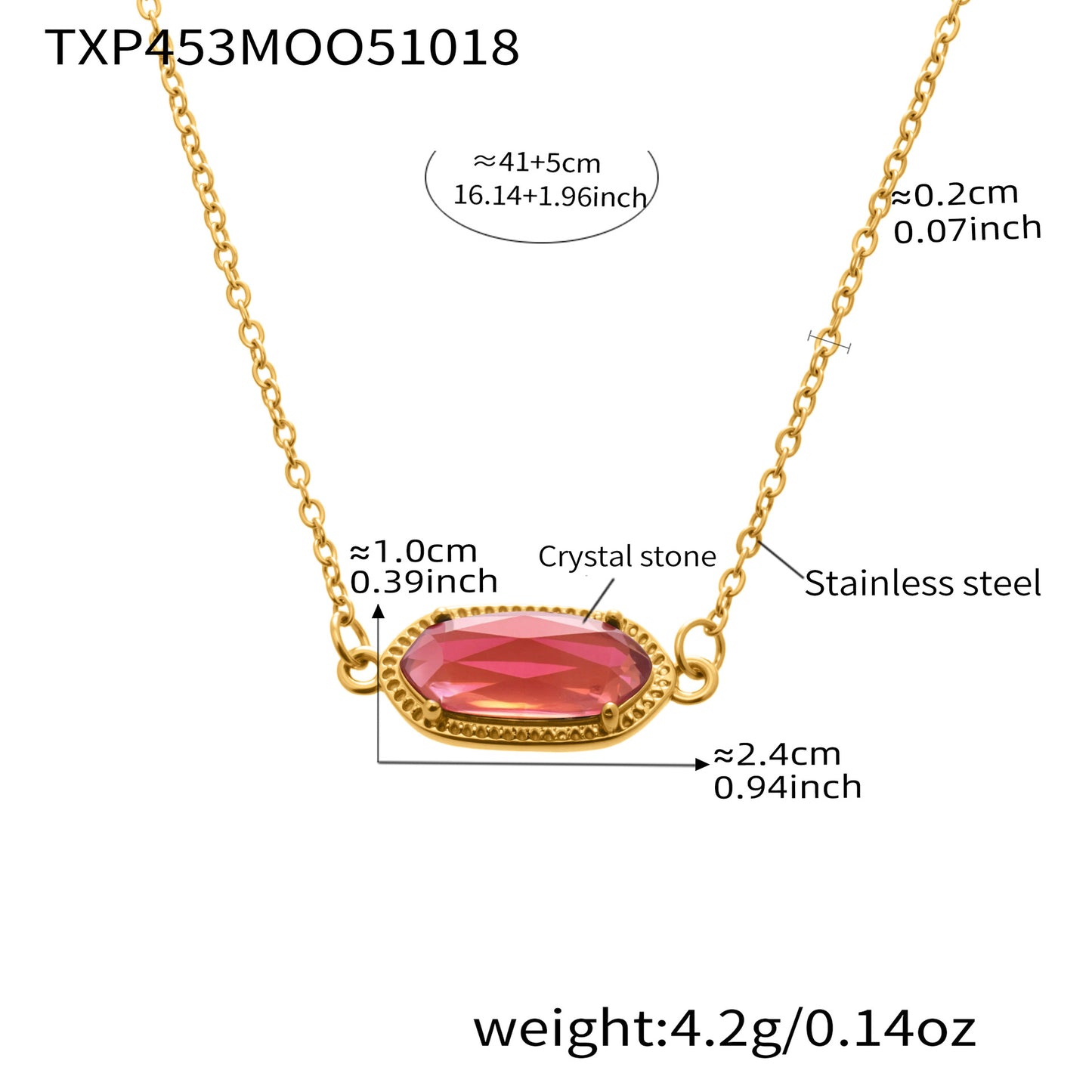 B廠【TXP453】不銹鋼天然水晶石切面爪鑲鋯石方塊五葉花吊墜項鍊手鍊套裝
 25.10-4
