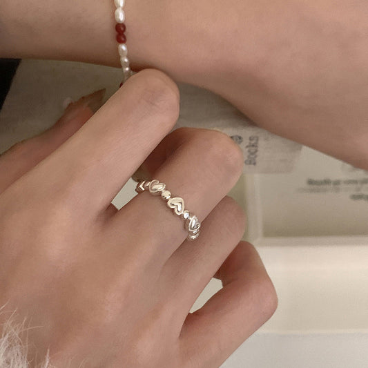 E廠【XDQ8759R】S925純銀韓版設計愛心戒指女ins風高級感心型開口指環熱賣款
 26.01-3