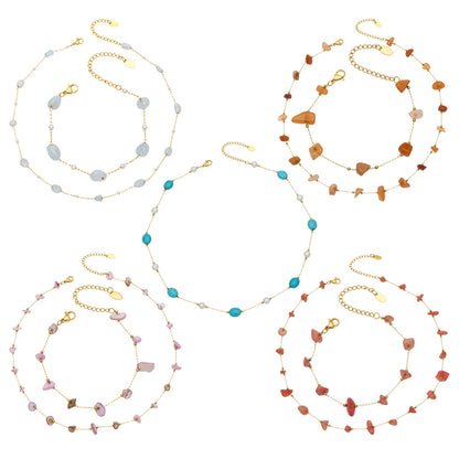 B廠【TXP114】多巴胺彩色小方塊碎石手工製作串珠項鍊手鍊套裝歐美簡約時尚飾品
 26.03-3