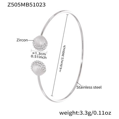 B廠【Z503】超閃5A鋯石鋼珠開口彈力繩手鐲不鏽鋼材質鍍18k真金不掉色
 25.10-5