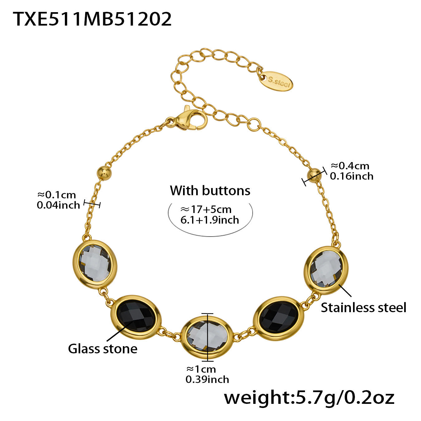 B廠【TXP511】不鏽鋼幾何橢圓切面玻璃石包邊項鍊手鍊耳環組鍍18k金跨國首飾
 25.12-2