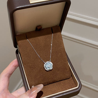 E廠【XDQ1854N】S925純銀新中式天然翡翠花朵項鍊女輕奢精緻感鎖骨鏈
 25.11-4