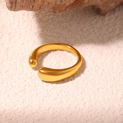 B廠【A990】簡約小眾設計開口戒指ins風尾戒不銹鋼PVD鍍18K真金食指戒 25.03-3