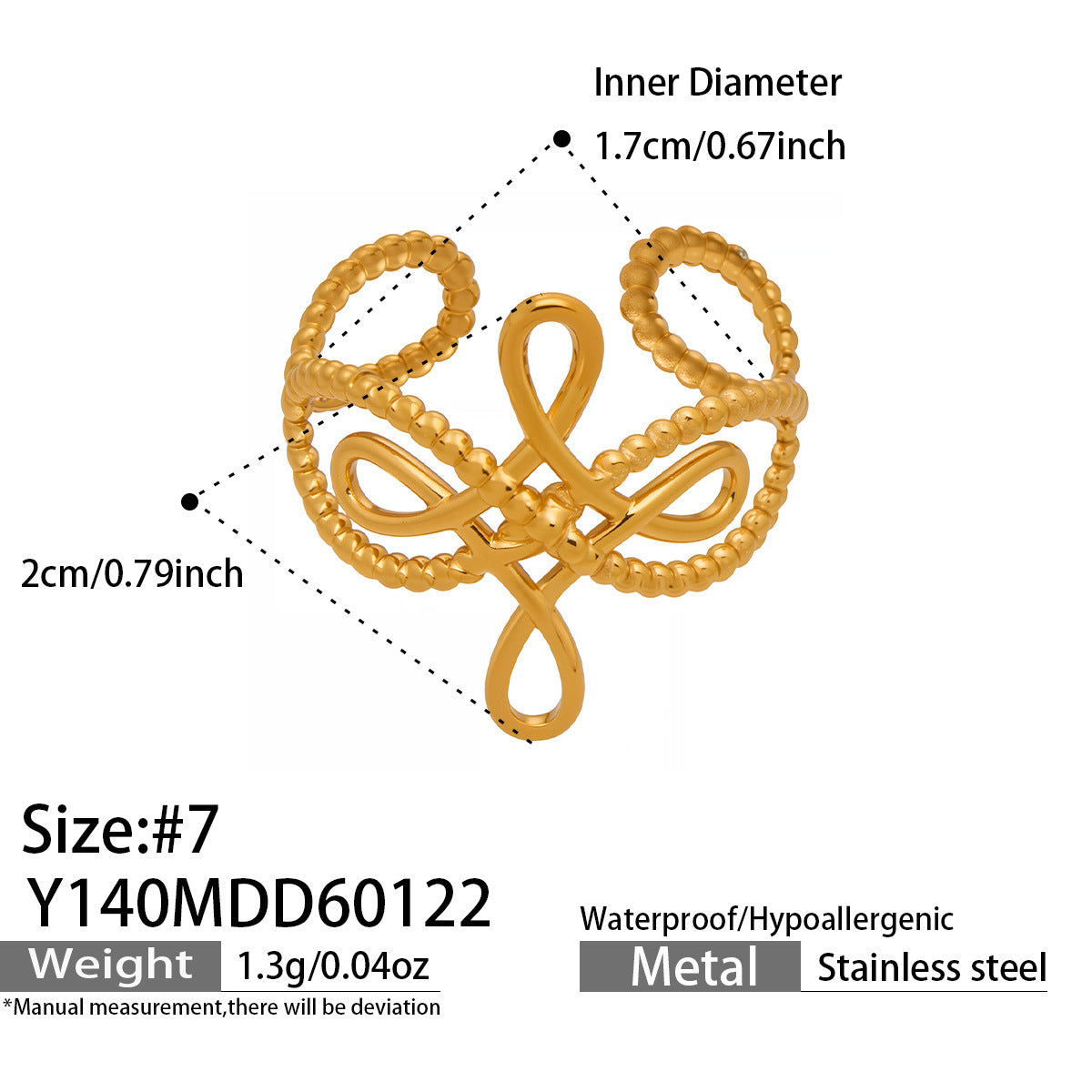 B廠【Y136】歐美ins簡約設計幾何型素圈戒指組合不鏽鋼鍍金小眾時尚開口指環
 26.01-4