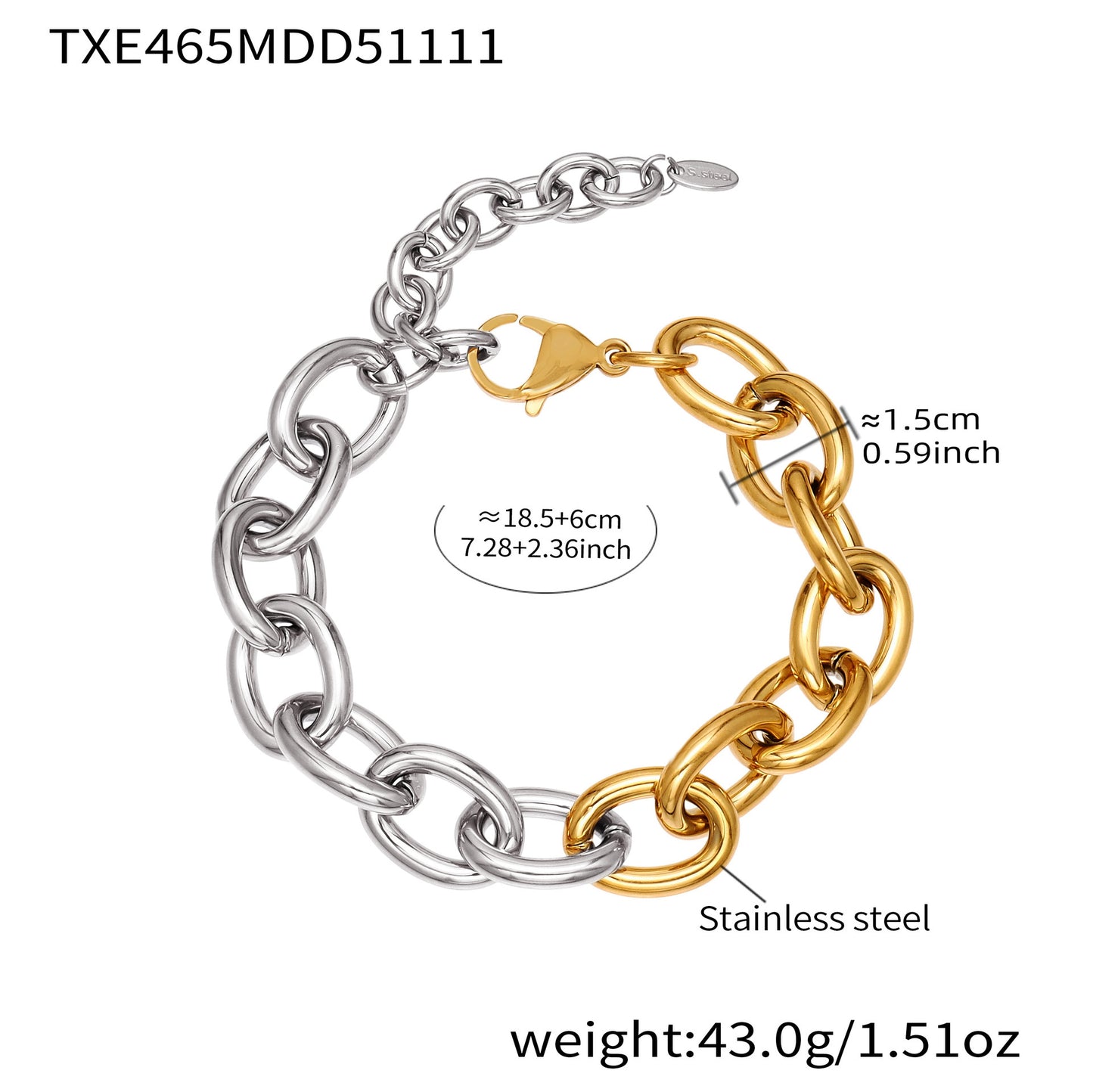B廠【TXP465】歐美嘻哈潮酷粗款O字鏈手鍊項鍊套裝不鏽鋼鍍18k真金不掉色
 25.11-3