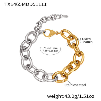 B廠【TXP465】歐美嘻哈潮酷粗款O字鏈手鍊項鍊套裝不鏽鋼鍍18k真金不掉色
 25.11-3