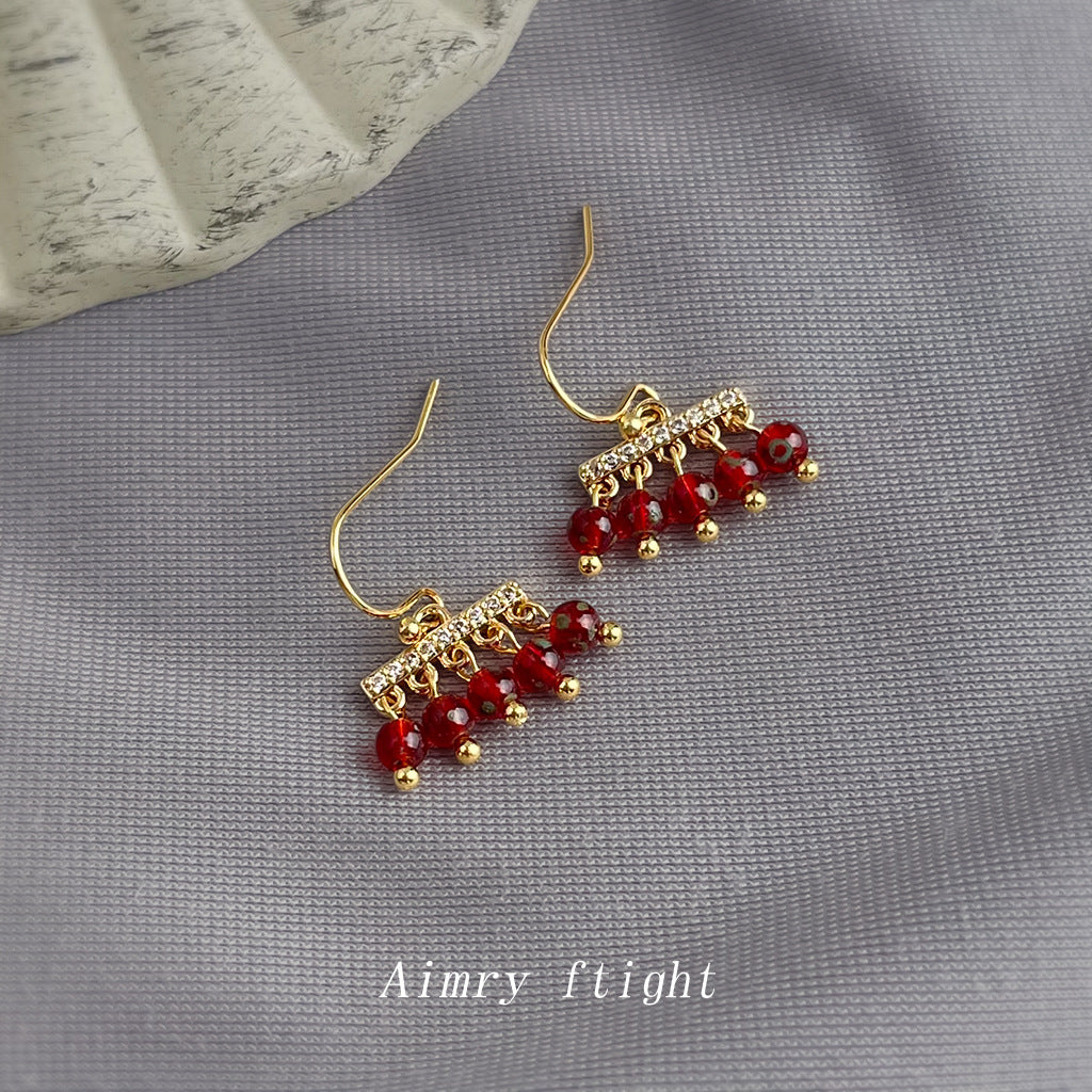 C廠【7081】文藝復古微鑲鋯石民族風流蘇氣質簡約高級感新款耳飾
 25.11-2