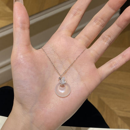 E廠【DQ0074N】S925純銀新中式國風如意平安扣項鍊女優雅小天鵝白玉髓鎖骨鏈
 25.10-4