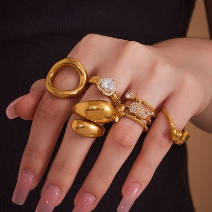 B廠【A293】小眾設計精緻戒指組合輕奢幾何愛心造型指環不銹鋼材質飾品 25.08-5