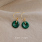 C廠【6940】文藝復古國潮民族風景區飾品平安扣合成孔雀石祖母綠耳飾耳環
 25.10-3