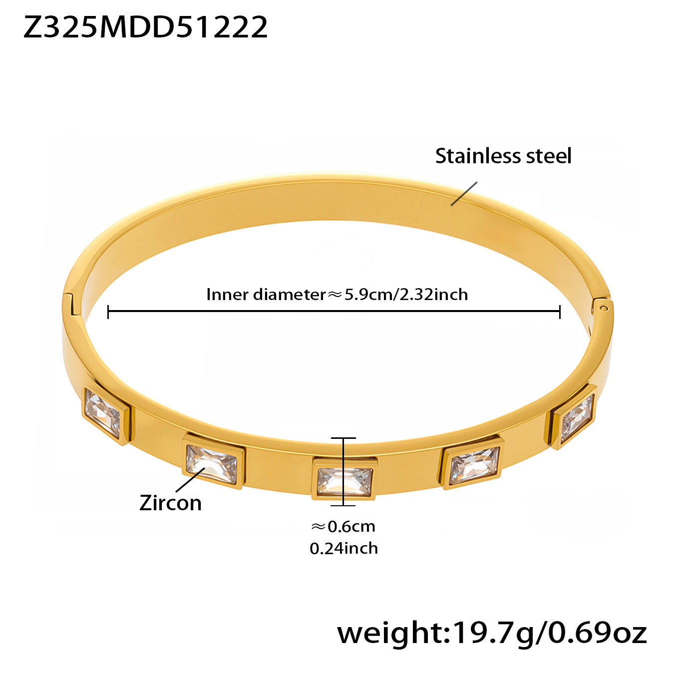 B廠【Z043】不鏽鋼鑲鋯石壓克力卡扣手環組合跨境首飾個性簡約飾品鍍18k真金
 26.01-1