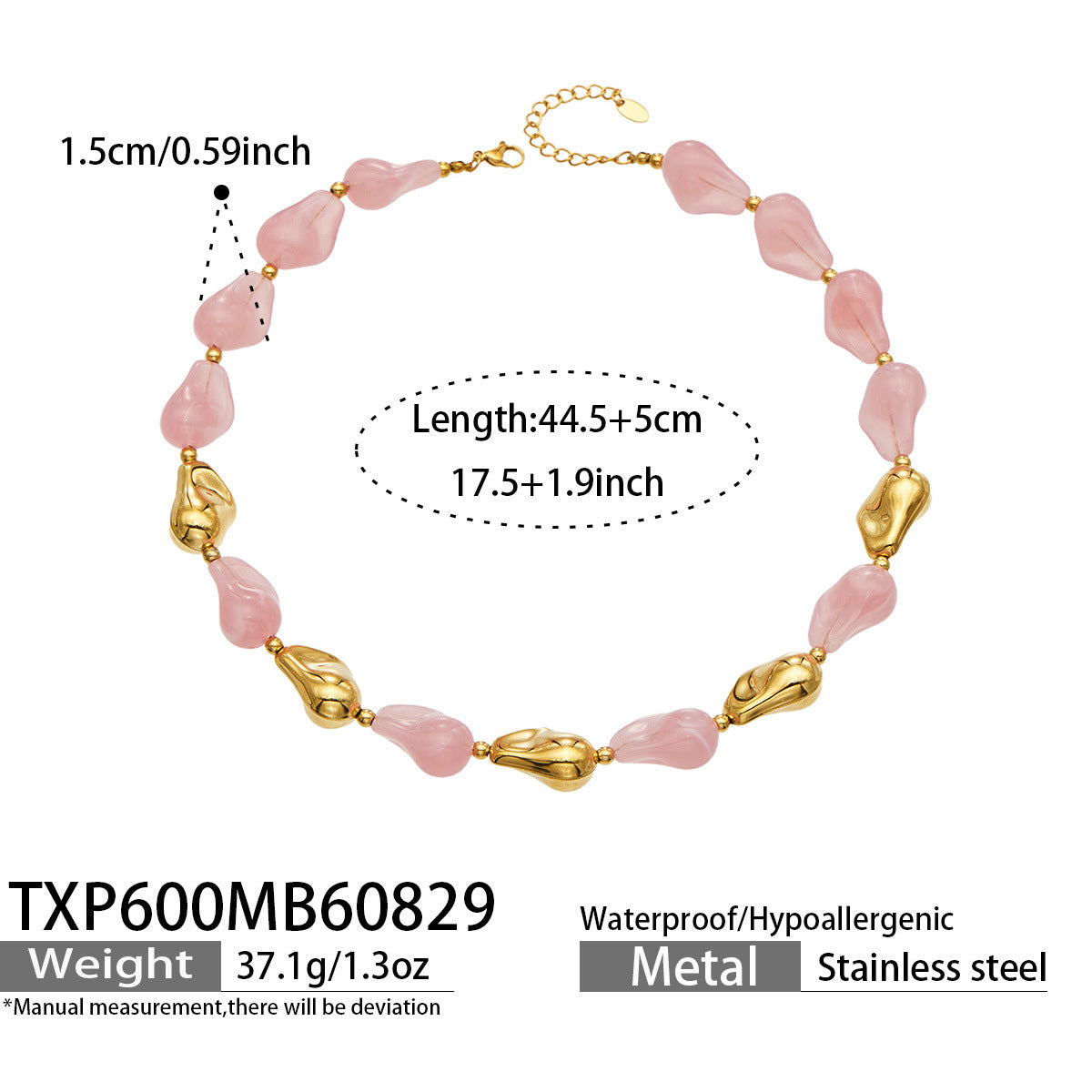 B廠【TXP600】跨境飾品不規則樹脂不銹鋼手鍊小眾撞色ins風輕奢女手鍊項鍊套裝
 26.09-1