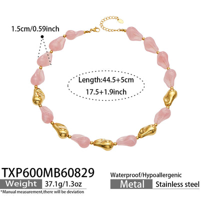 B廠【TXP600】跨境飾品不規則樹脂不銹鋼手鍊小眾撞色ins風輕奢女手鍊項鍊套裝
 26.09-1