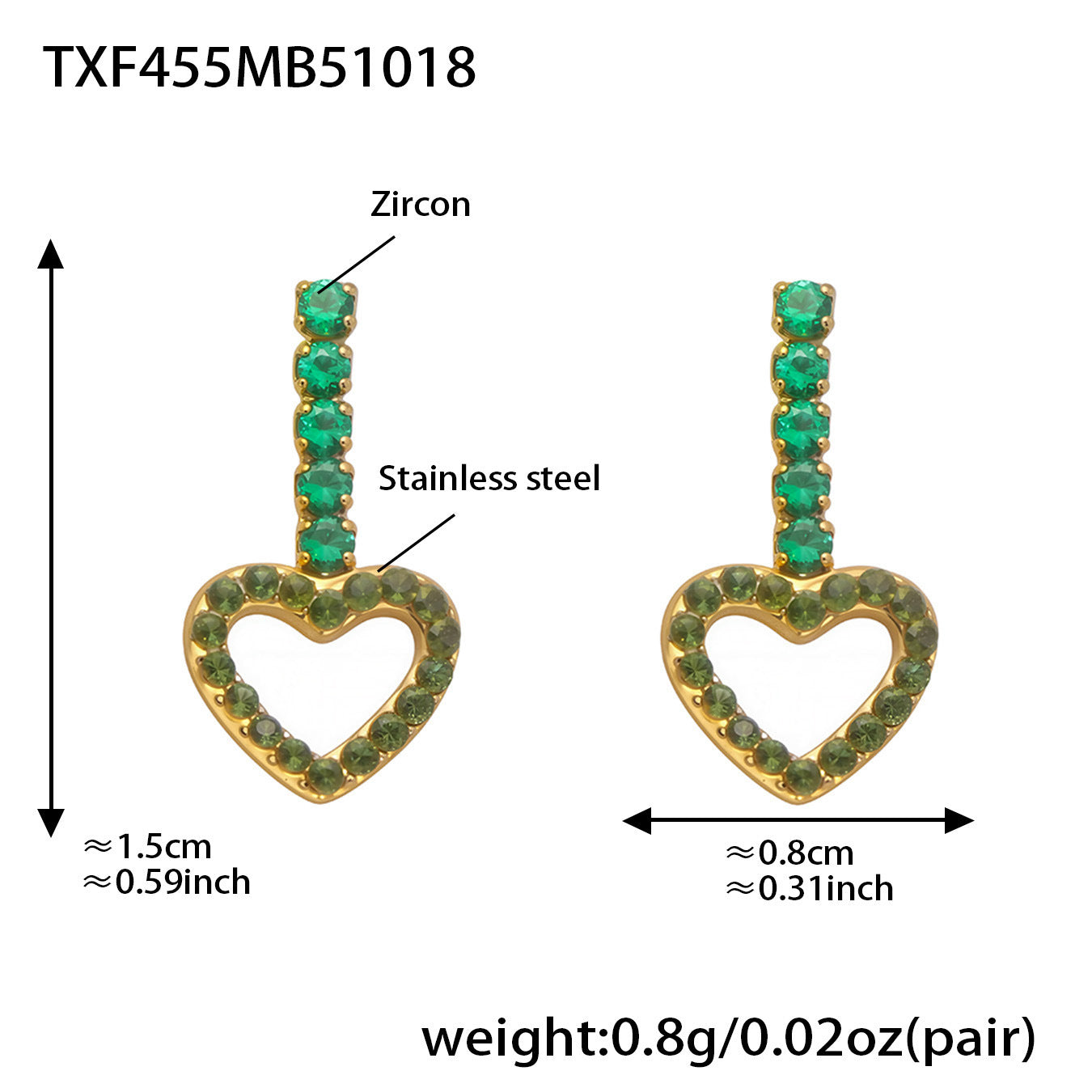B廠【TXP455】不銹鋼滿鑽愛心鋯石項鍊手鍊耳環 鍍18k金歐美時尚輕奢首飾
 25.10-4