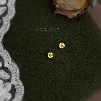 A廠【6651】厚鍍真金~車花工藝切面925銀針圓形簡約通勤輕奢風耳飾迷你耳環女
 25.08-5