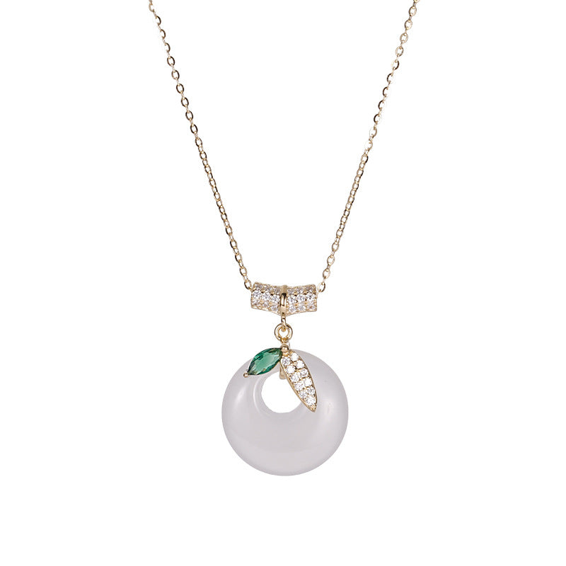 F廠【XDQ0058N】小眾設計感白玉髓平安扣項鍊女S925純銀新中式竹節鎖骨鏈
 25.11-1