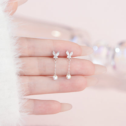 D廠【YC4634E】足銀S999蝴蝶鋯石流蘇耳環森系炫彩時尚輕奢精美淡雅小眾耳飾
 25.11-1