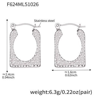 B廠【F624】不銹鋼幾何U型重工錘紋耳環跨境熱銷新款耳環鍍18k金不掉色
 25.11-1