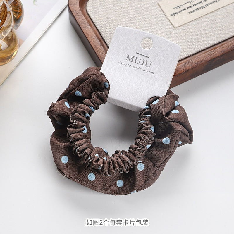 D廠【B492】時尚格紋大腸圈髮繩2條卡裝高級感布藝頭繩髮飾寬皮筋高馬尾髮圈
 25.11-1「D廠-單筆結帳需滿，NT$600出貨(不含運費)」