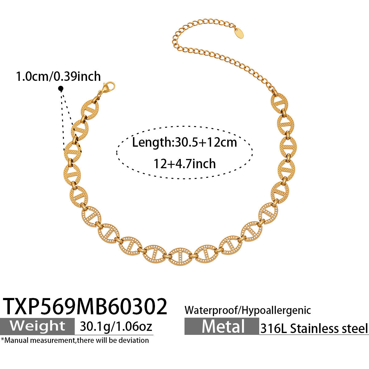B廠【TXP569】歐美時尚超閃滿鑽設計日子鍊項鍊手鍊耳環組不銹鋼18k鍍金飾品
 26.03-2
