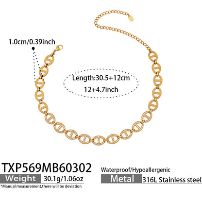 B廠【TXP569】歐美時尚超閃滿鑽設計日子鍊項鍊手鍊耳環組不銹鋼18k鍍金飾品
 26.03-2