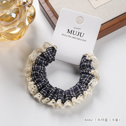 D廠【B482】卡片裝髮飾高級感小香風頭繩氣質蕾絲蕾絲花邊小腸圈皮筋髮圈高馬尾髮繩
 25.10-5「D廠-單筆結帳需滿，NT$600出貨(不含運費)」