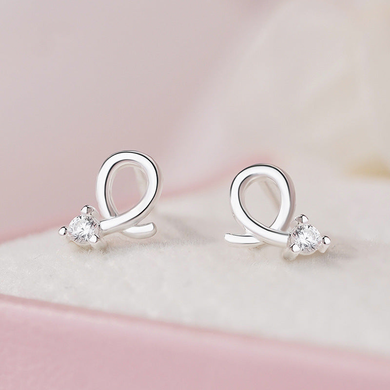 E廠【YC5979E】S999足銀可愛鋯石交叉耳環女氣質甜美文藝法式少女養耳洞耳飾
 25.10-5