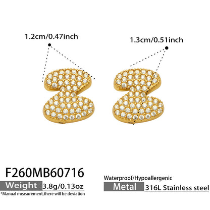 B廠【F260】新款熱銷鋯石26個英文字母不銹鋼鍍18k金 歐美輕奢女飾品耳環
 26.07-4