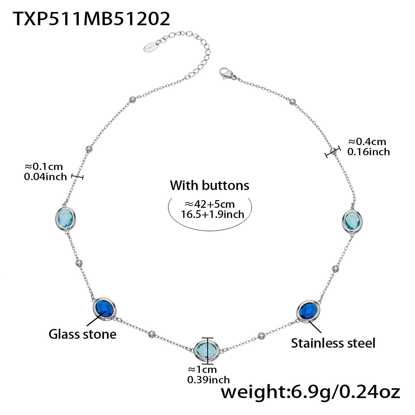 B廠【TXP511】不鏽鋼幾何橢圓切面玻璃石包邊項鍊手鍊耳環組鍍18k金跨國首飾
 25.12-2