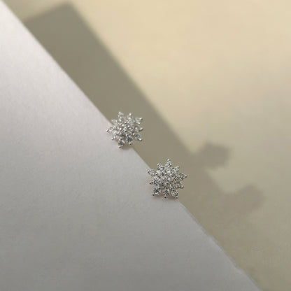 E廠【XDQ11255E】S999純銀精緻小巧雪花耳環簡約設計感鑲鋯石日常免摘耳飾女潮
 25.12-1