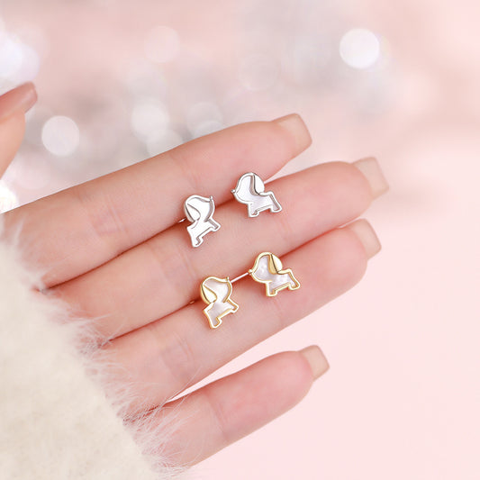 D廠【YC4019E】足銀S999小狗貝殼耳環小清新可愛甜美溫柔輕奢氣質養耳洞耳飾
 26.03-1