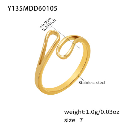 B廠【Y135】不鏽鋼鏤空交叉水滴幾何戒指 ins鍍18k金歐美百搭個性氣質食指戒
 26.01-1