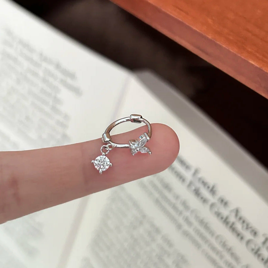 E廠【XDQ10015E】S999純銀韓系超閃蝴蝶耳扣女小眾高級感鋯石流蘇ins耳環耳飾
 25.11-4