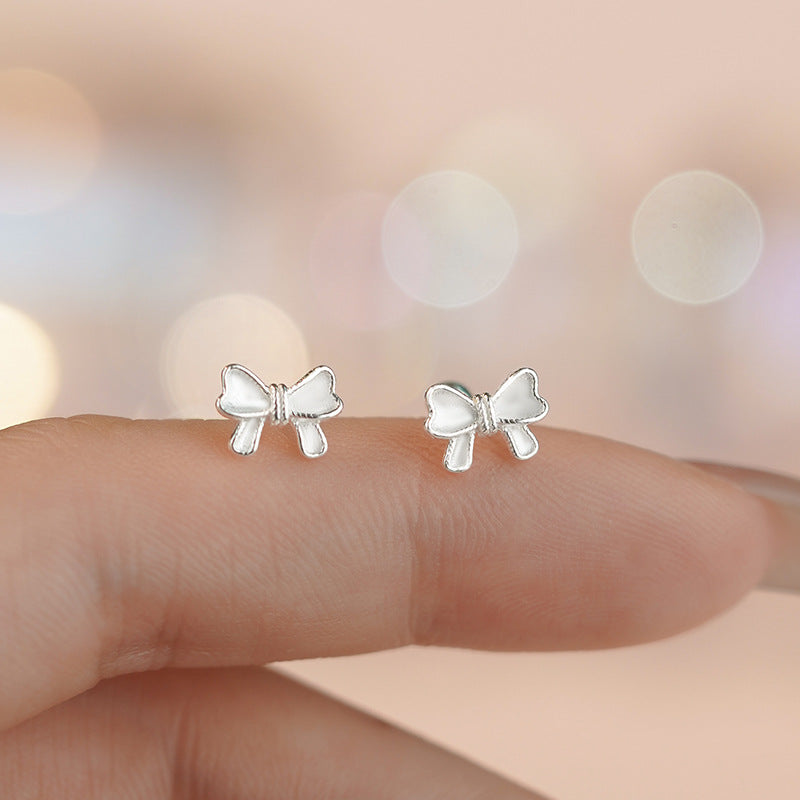 E廠【YC7192E】S999足銀蝴蝶結螺絲耳環可愛新款氣質溫柔精緻女甜美耳飾 25.06-1