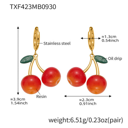 B廠【TXP423】 櫻桃項鍊潮趣水果耳環 ins網紅清新可愛少女時尚珠寶首飾
 25.10-2