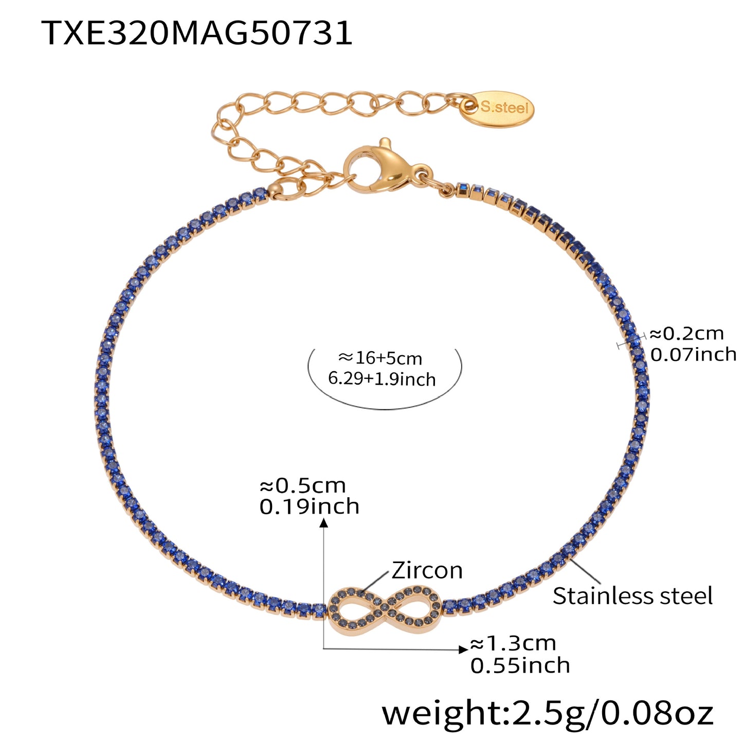 B廠【TXP320】不鏽鋼5A鋯石2mm迷你爪鑽鏈8字耳環手鍊項鍊首飾組不掉色 25.08-2