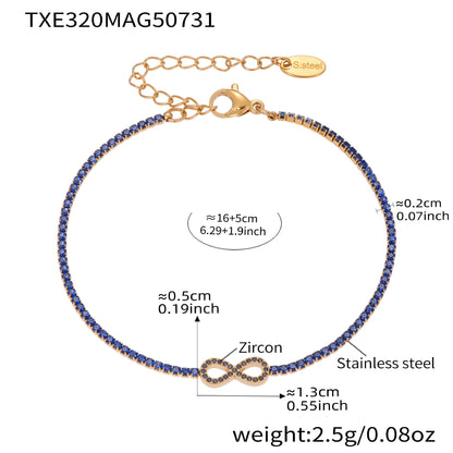B廠【TXP320】不鏽鋼5A鋯石2mm迷你爪鑽鏈8字耳環手鍊項鍊首飾組不掉色 25.08-2