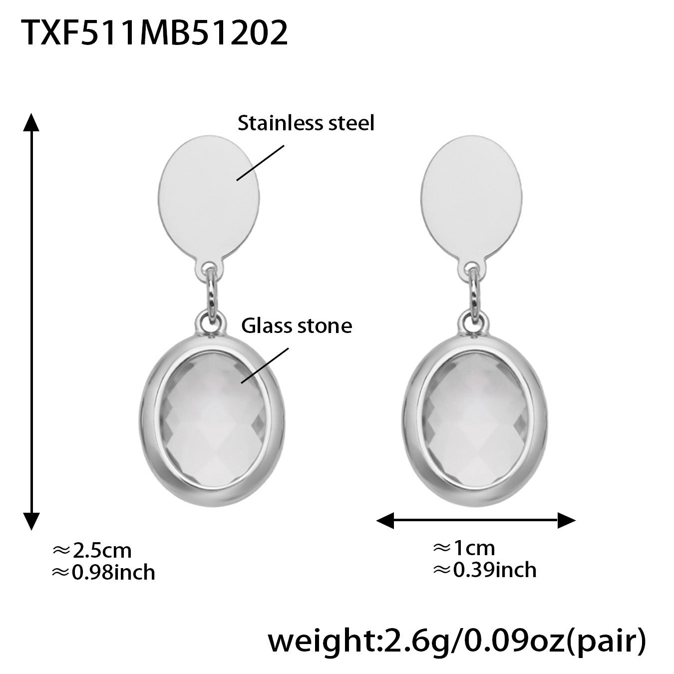 B廠【TXP511】不鏽鋼幾何橢圓切面玻璃石包邊項鍊手鍊耳環組鍍18k金跨國首飾
 25.12-2