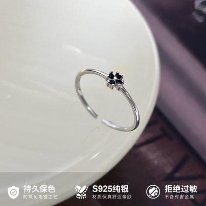 E廠【XDQ8057R】S925純銀韓版ins風四葉草戒指女高級感小眾花朵精緻開口指環
 26.03-4