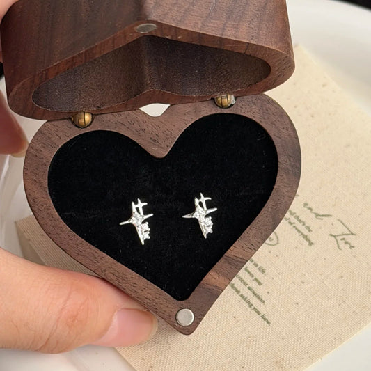 E廠【XDQ11226E】S999純銀韓版簡約四芒星耳環女小眾設計鑲鑽星星百搭耳飾ins
 26.03-3