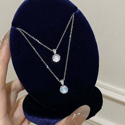 E廠【XDQ0079N】S925純銀千禧玫瑰切閃鑽項鍊女輕奢高級感鋯石單鑽精緻鎖骨鏈
 25.11-1